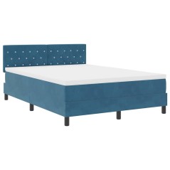 Letto con Rete a Molle e Materasso vidaXL Blu Scuro 140x190 cm in Velluto