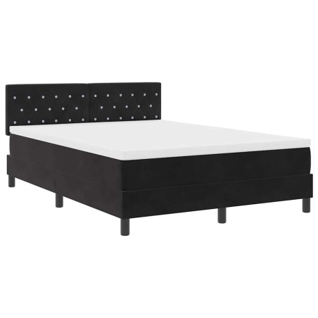 vidaXL Letto con rete da box e materasso Nero 140x200 cm Velluto