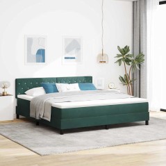 vidaXL Letto a Rete con Materasso Verde Scuro Super King in Velluto