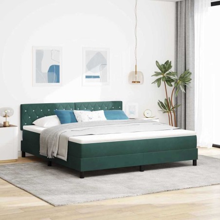 vidaXL Letto a Rete con Materasso Verde Scuro Super King in Velluto
