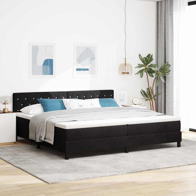 vidaXL Letto Box Spring con Materasso Nero 200x200 cm Velluto vidaXL Letto Box Spring con Materasso Nero 200x200 cm Velluto