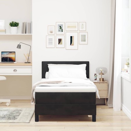 vidaXL Letto con Rete a Doghe e Materasso Nero 90x200 cm Velluto