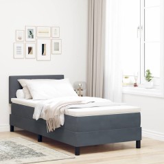 Letto a box spring vidaXL con materasso Grigio scuro 100x200 cm Velluto
