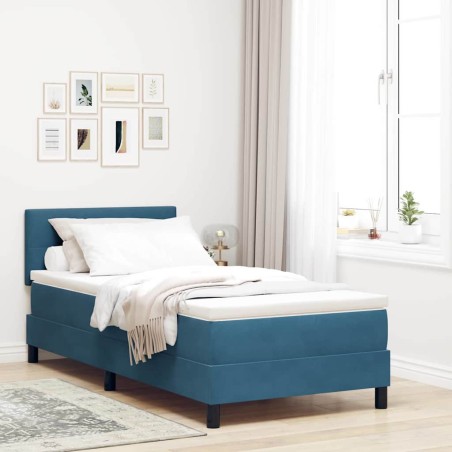 vidaXL Letto Box Spring con Materasso Blu Scuro 100x200 cm Velluto