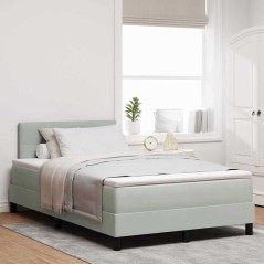Letto Box Spring con Materasso Grigio Chiaro Matrimoniale Piccolo in Velluto