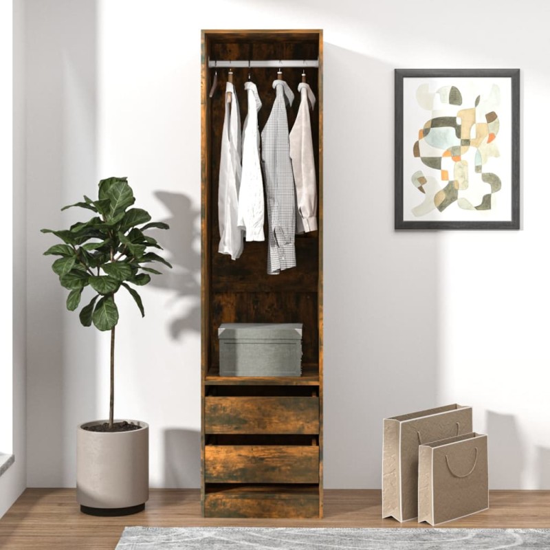 Armadio con Cassetti Rovere Fumo 50x50x200 cm Legno Multistrato Armadio con Cassetti Rovere Fumo 50x50x200 cm Legno Multistrato