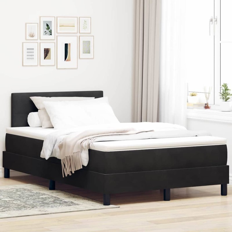 vidaXL Letto a Molle con Materasso Nero 120x200 cm Velluto vidaXL Letto a Molle con Materasso Nero 120x200 cm Velluto
