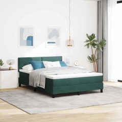 Letto Box Spring con materasso verde scuro 140x190 cm in velluto