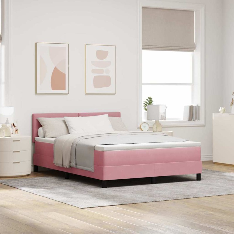 vidaXL Letto a molle rosa con materasso 140x190 cm in velluto vidaXL Letto a molle rosa con materasso 140x190 cm in velluto