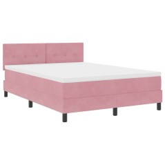 vidaXL Letto a molle rosa con materasso 140x190 cm in velluto
