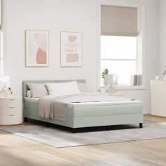 Letto a Castello vidaXL con Materasso Grigio Chiaro 160x200 cm Velluto