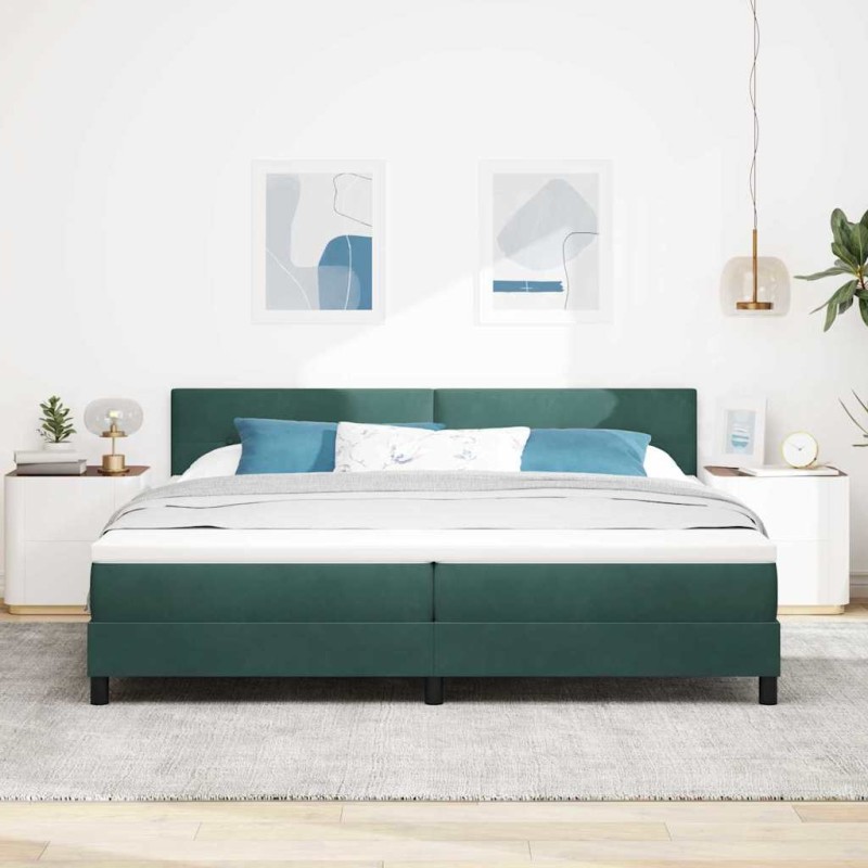 vidaXL Letto Box Spring con Materasso Verde Scuro 200x200 cm Velluto