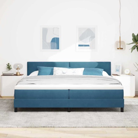 Letto Box Spring vidaXL con Materasso Blu Scuro 200x200 cm Velluto
