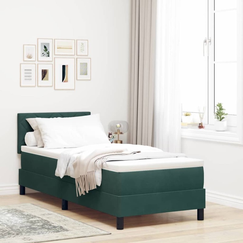 vidaXL Letto a Molle con Materasso Verde Scuro 80x200 cm in Velluto
