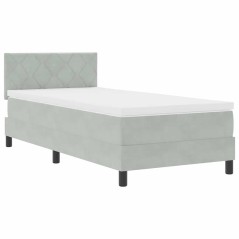 vidaXL Rete a Molle con Materasso Grigio Chiaro Singolo Velluto
