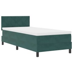 vidaXL Letto Contenitore con Materasso Verde Scuro Singolo in Velluto