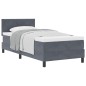 Letto Box Spring con Materasso Grigio Scuro 100x200 cm in Velluto