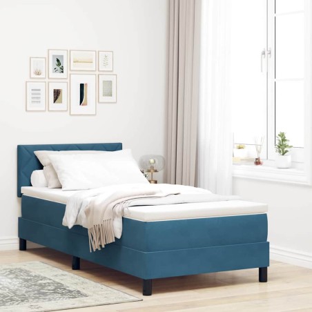 vidaXL Letto con rete a doghe e materasso Blu Scuro 100x200 cm in Velluto