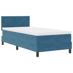 vidaXL Letto con rete a doghe e materasso Blu Scuro 100x200 cm in Velluto