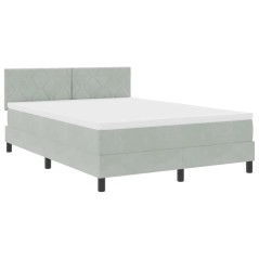 vidaXL Letto Box Spring con Materasso Grigio Chiaro 140x190 cm Velluto