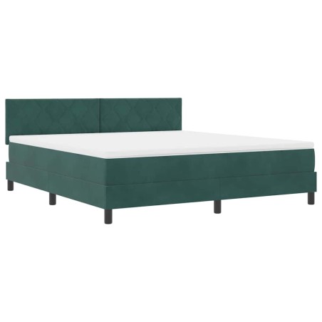 vidaXL Rete a molle con materasso Verde Scuro Super King in Velluto