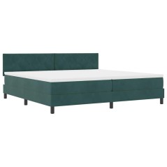 Letto Box Spring con Materasso Verde Scuro 200x200 cm in Velluto
