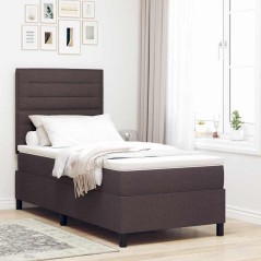 vidaXL Letto rete a molle e materasso marrone scuro 80x200 cm tessuto