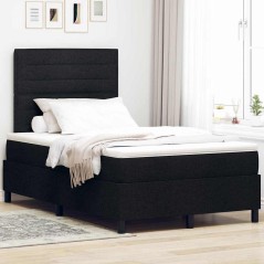 vidaXL Letto a Molle Box con Materasso Nero Piccolo Matrimoniale in Tessuto
