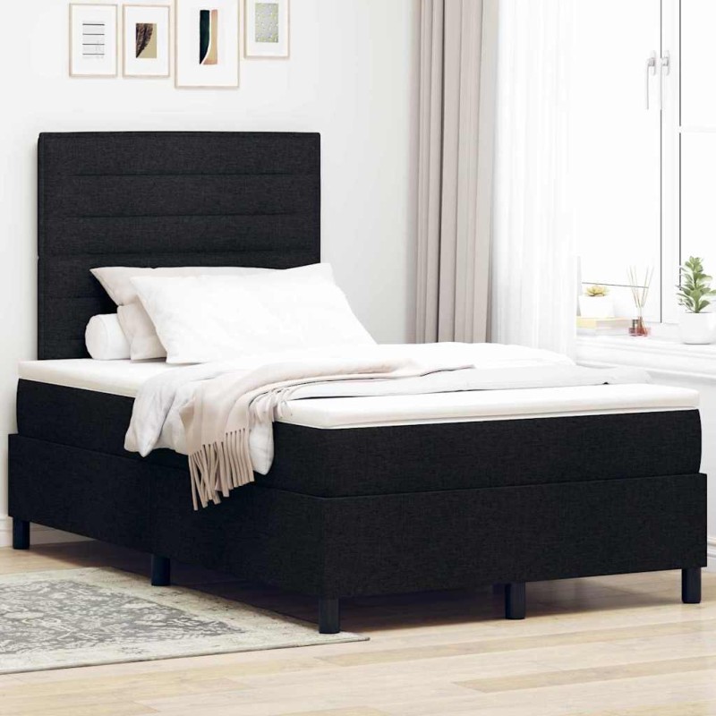 vidaXL Letto a Molle con Materasso Nero 120x200 cm Tessuto