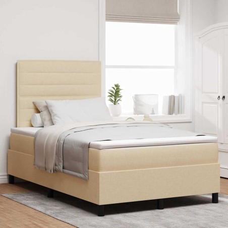 vidaXL Letto a Box Spring con Materasso Crema 120x200 cm Tessuto