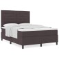 vidaXL Letto con Rete a Molla e Materasso Marrone Scuro 160x200 cm in Tessuto
