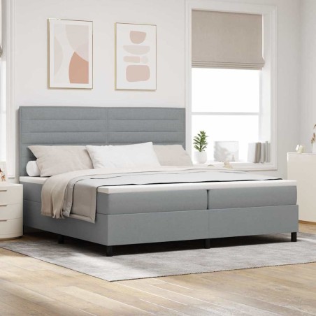 vidaXL Letto a Molle con Materasso Grigio Chiaro 200x200 cm Tessuto