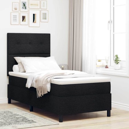 vidaXL Letto a Molla con Materasso Nero 80x200 cm Tessuto