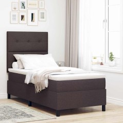 vidaXL Letto a Sommier con Materasso Marrone Scuro 80x200 cm Tessuto