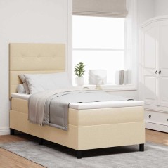 vidaXL Letto Box Spring con Materasso Crema 100x200 cm Tessuto