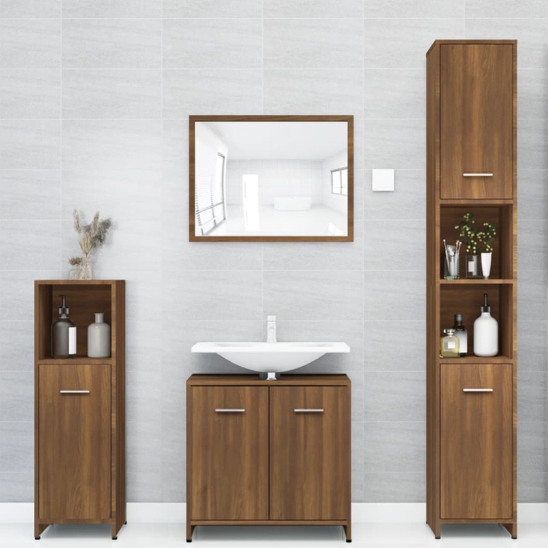 vidaXL Armadietto Bagno Rovere Marrone 30x30x183,5cm Legno tecnico vidaXL Armadietto Bagno Rovere Marrone 30x30x183,5cm Legno tecnico