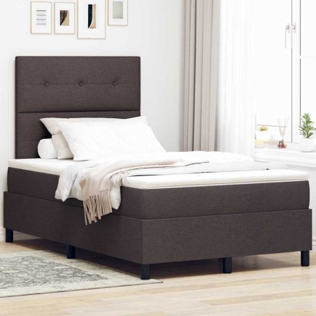 vidaXL Letto Box Spring con Materasso Marrone Scuro 120x200 cm Tessuto