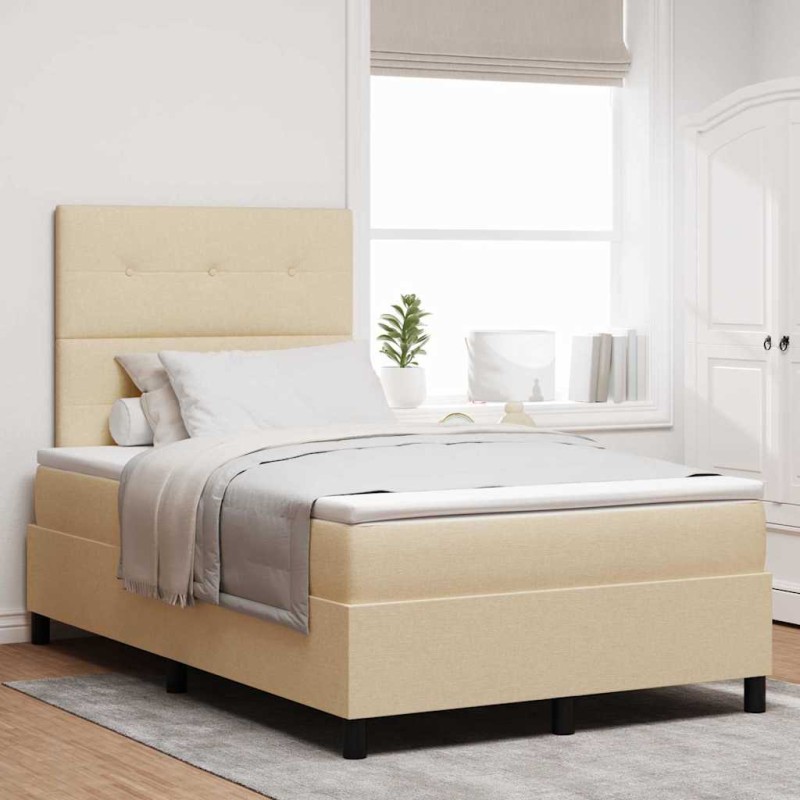 vidaXL Letto a molle con materasso crema 120x200 cm tessuto vidaXL Letto a molle con materasso crema 120x200 cm tessuto