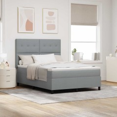vidaXL Letto box spring con materasso grigio chiaro 140x190 cm in tessuto