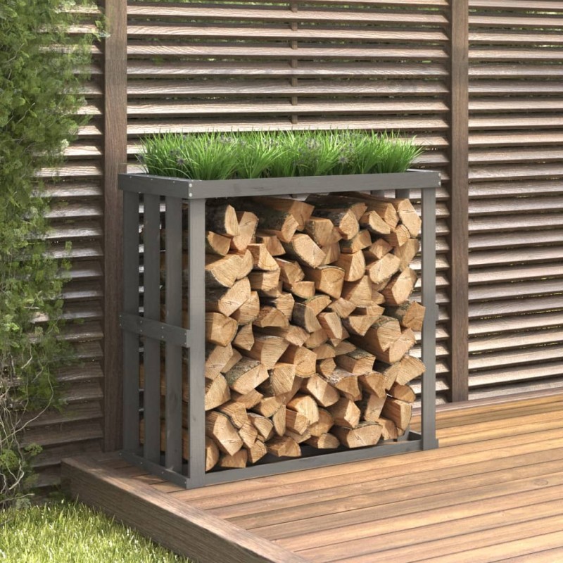 Portaceppi da Esterno grigio 108x52x106 cm Legno Massello Pino Portaceppi da Esterno grigio 108x52x106 cm Legno Massello Pino