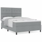 vidaXL Letto con box spring con materasso Grigio Chiaro 160x200 cm Tessuto vidaXL Letto con box spring con materasso Grigio Chiaro 160x200 cm Tessuto