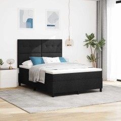 vidaXL Letto a Molla con Materasso Nero 160x200 cm Tessuto