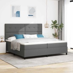 vidaXL Letto con Box Spring e Materasso Grigio Scuro 200x200 cm Tessuto
