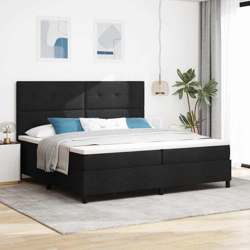 vidaXL Letto Box Spring con Materasso Nero 200x200 cm Tessuto vidaXL Letto Box Spring con Materasso Nero 200x200 cm Tessuto