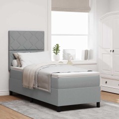 vidaXL Letto a Molle con Materasso Grigio Chiaro 80x200 cm Tessuto