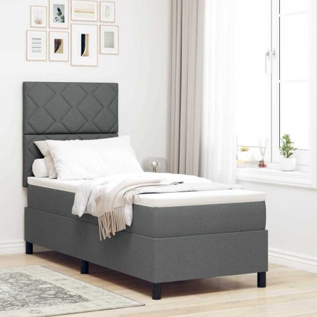 vidaXL Letto con box spring con materasso grigio scuro 80x200 cm tessuto