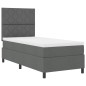 vidaXL Letto a Molle con Materasso Grigio Scuro Singolo in Tessuto