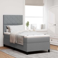 vidaXL Letto Box Spring e Materasso Grigio Chiaro 100x200 cm Tessuto