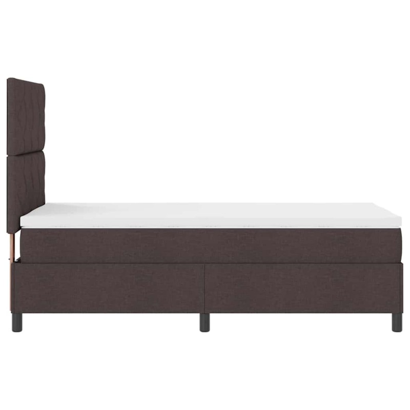 vidaXL Letto Box Spring con Materasso Marrone Scuro 100x200 cm Tessuto vidaXL Letto Box Spring con Materasso Marrone Scuro 100x200 cm Tessuto
