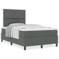 vidaXL Letto a Molle con Materasso Grigio Scuro Piccolo Doppio Tessuto